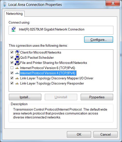 Local Area Connection Properties